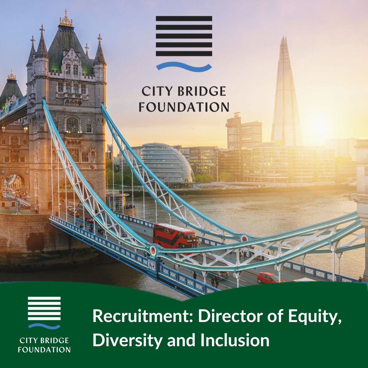 City Bridge Foundation is recruiting for a Director of Equity, Diversity &amp; Inclusion. If you are a visionary leader with a commitment to making London a fairer and more equitable city, we want to hear from you.

Our charity is over 900 years old, with a primary aim of maintaining