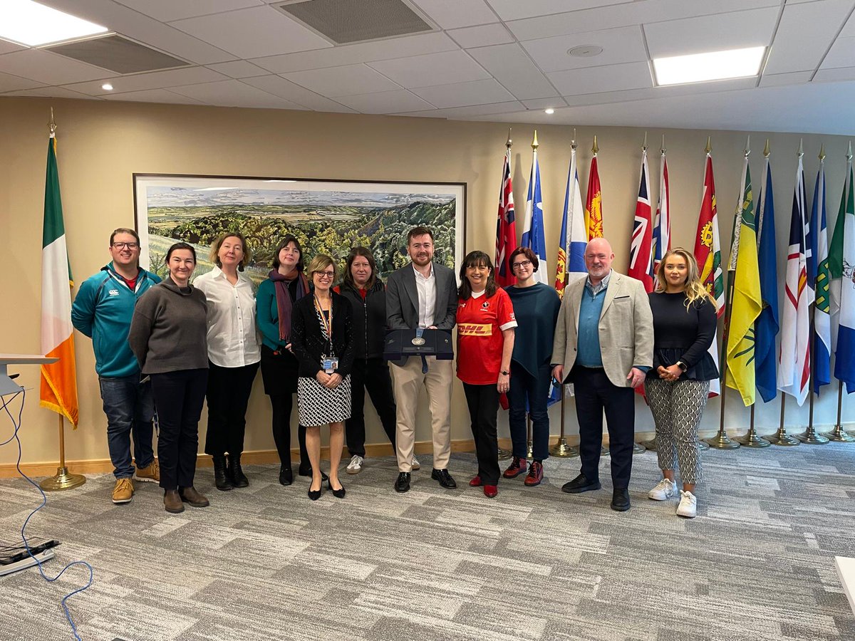 Lovely morning last Friday in the Embassy of Canada in Ireland chatting #Paris2024 &amp; similarities / differences in Canadian &amp; Irish sport landscape with staff from the Embassy and the Department of Foreign Affairs, Ireland.
A huge thank you to the ever hospitable <a href="/jacqellis/">Jackie Ellis</a> 🇮🇪🇨🇦