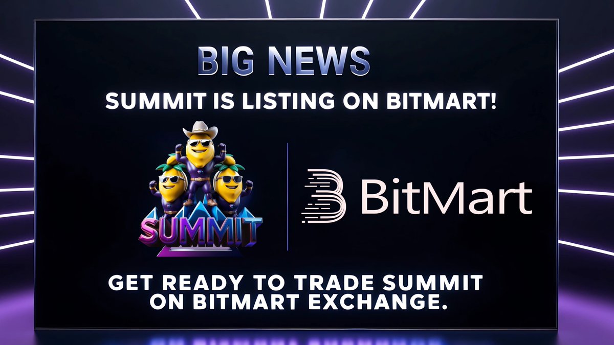 summitofficial2's tweet photo. π Big News Alert! π
π Summit is officially listing on BitMart Exchange!
Get ready to trade Summit tokens on one of the worldβs top crypto platforms.
πΌ Opportunities awaitβbe part of the Summit revolution!
π https://t.co/KjfNQiYgUC
#SummitOnBitMart #CryptoListing #SummitToken #BitMartExchange