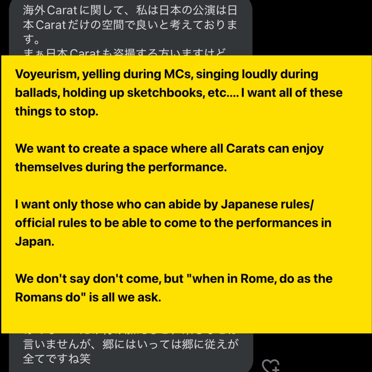 ritarita_17's tweet photo. Hoshi said “Japan is the only country where there are no carats shooting us, and that is why I like Japanese concerts.”

Vernon also said “When in Rome, do as the Romans do”

Don't you know?
Please, don't destroy Japanese concerts. https://t.co/kZQ2Ir1Pe6