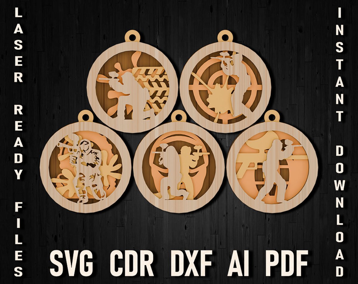 Filenesscom's tweet photo. https://t.co/Ta2gyB7hQd 
Add action to your tree with this Paintball Player ornament! Laser-cut from plywood, paint it in your favorite colors before assembly. Perfect year-round! 🎄🎨 #Paintball #DIYOrnaments https://t.co/Kk21Q7OiNa