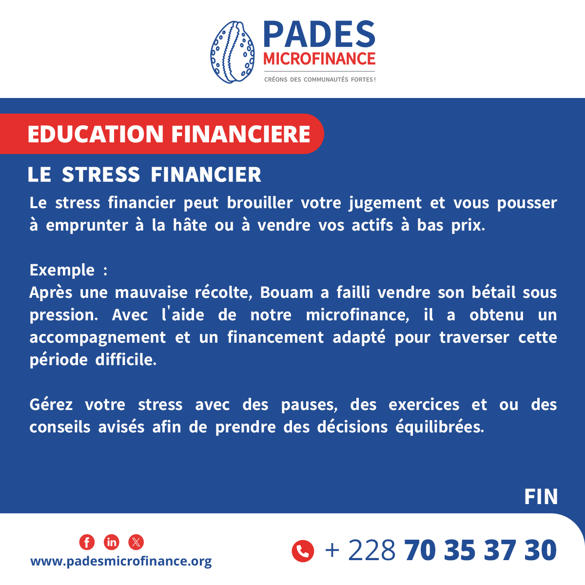 PadesfinanceTg's tweet photo. Le stress financier 

Quels défis émotionnels rencontrez-vous souvent avec vos finances ? https://t.co/36ia4qF3Ri