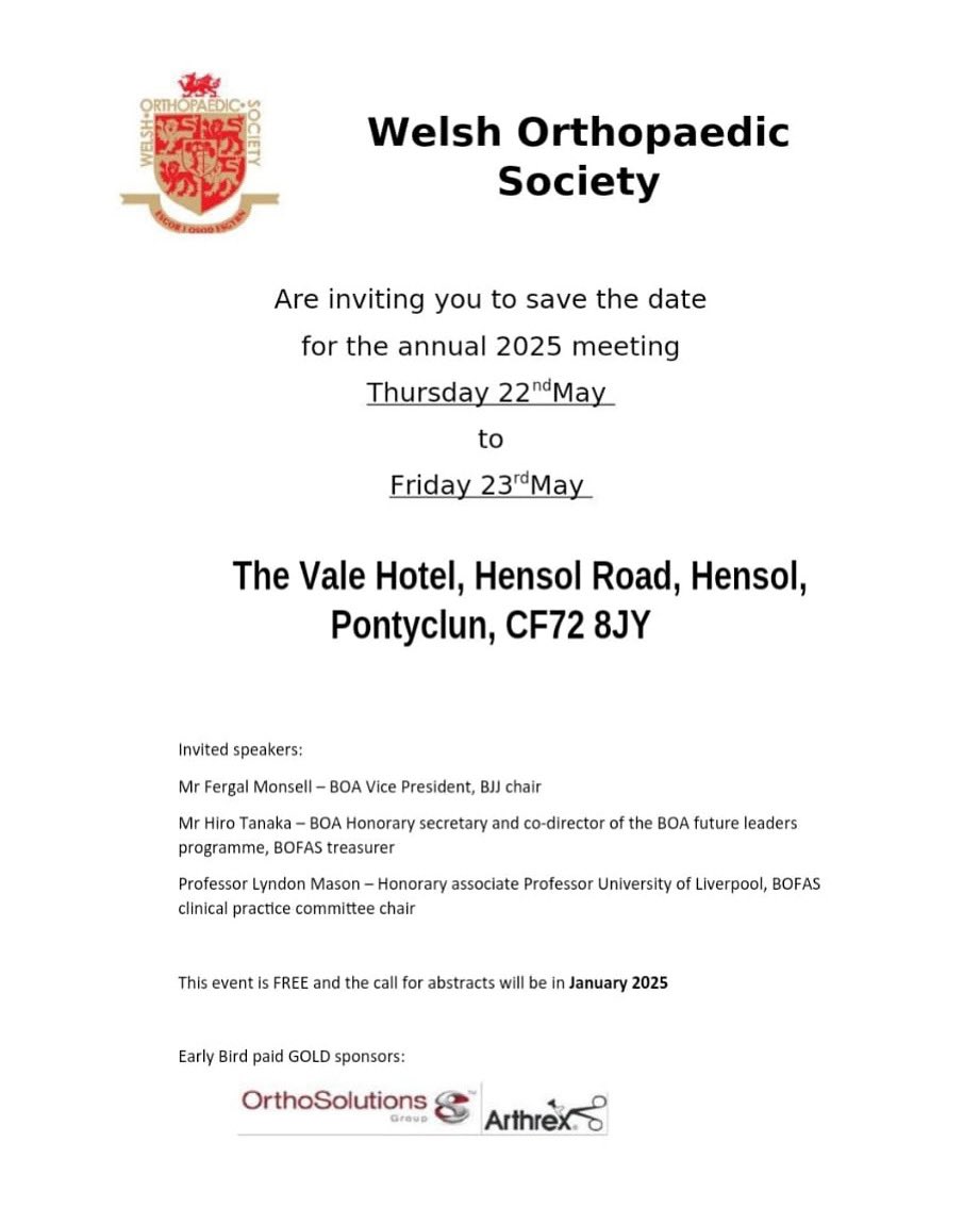 Lyndon Mason (@drlyndonmason) on Twitter photo 🌟 Exciting Announcement! 🌟
I’m honored to share that I’ve been invited back home to Wales to deliver a keynote lecture at the <a href="/WalesOrtho/">Wales Ortho</a> <a href="/WOTees/">Welsh Ortho Trainees</a> <a href="/WelshBone/">WelshBone</a>
This is a full-circle moment for me, and I can’t wait to connect with old friends 🌟 Exciting Announcement! 🌟
I’m honored to share that I’ve been invited back home to Wales to deliver a keynote lecture at the <a href="/WalesOrtho/">Wales Ortho</a> <a href="/WOTees/">Welsh Ortho Trainees</a> <a href="/WelshBone/">WelshBone</a>
This is a full-circle moment for me, and I can’t wait to connect with old friends