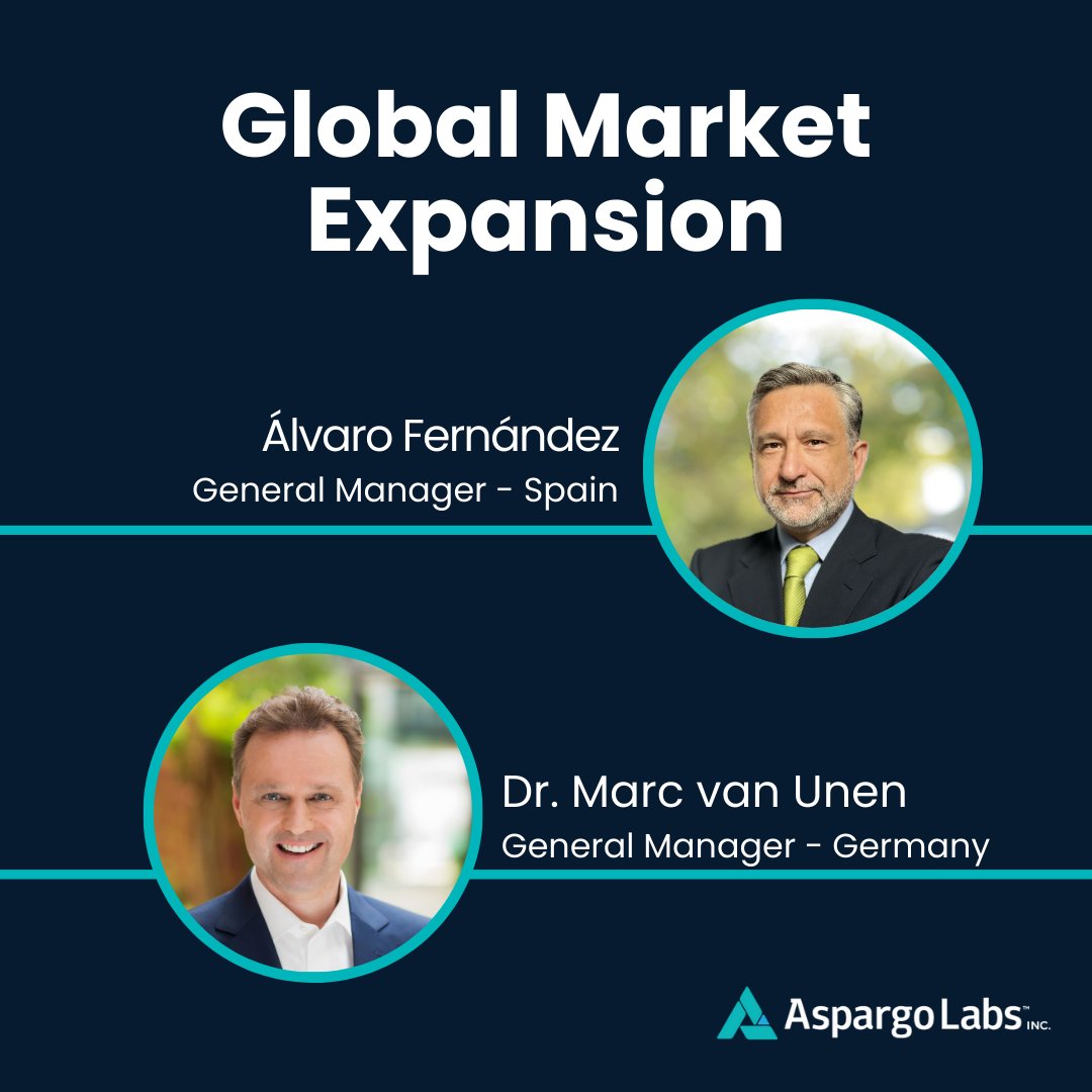 AspargoLabs's tweet photo. We are thrilled to announce the appointment of two highly experienced executives to accelerate Aspargo Labs’ global expansion: Álvaro Fernández – Spain and Dr. Marc van Unen – Germany.

https://t.co/kfwmVzx6YO

#News #Leadership #MarketExpansion #ErectileDysfunction https://t.co/N02EcwaaL4