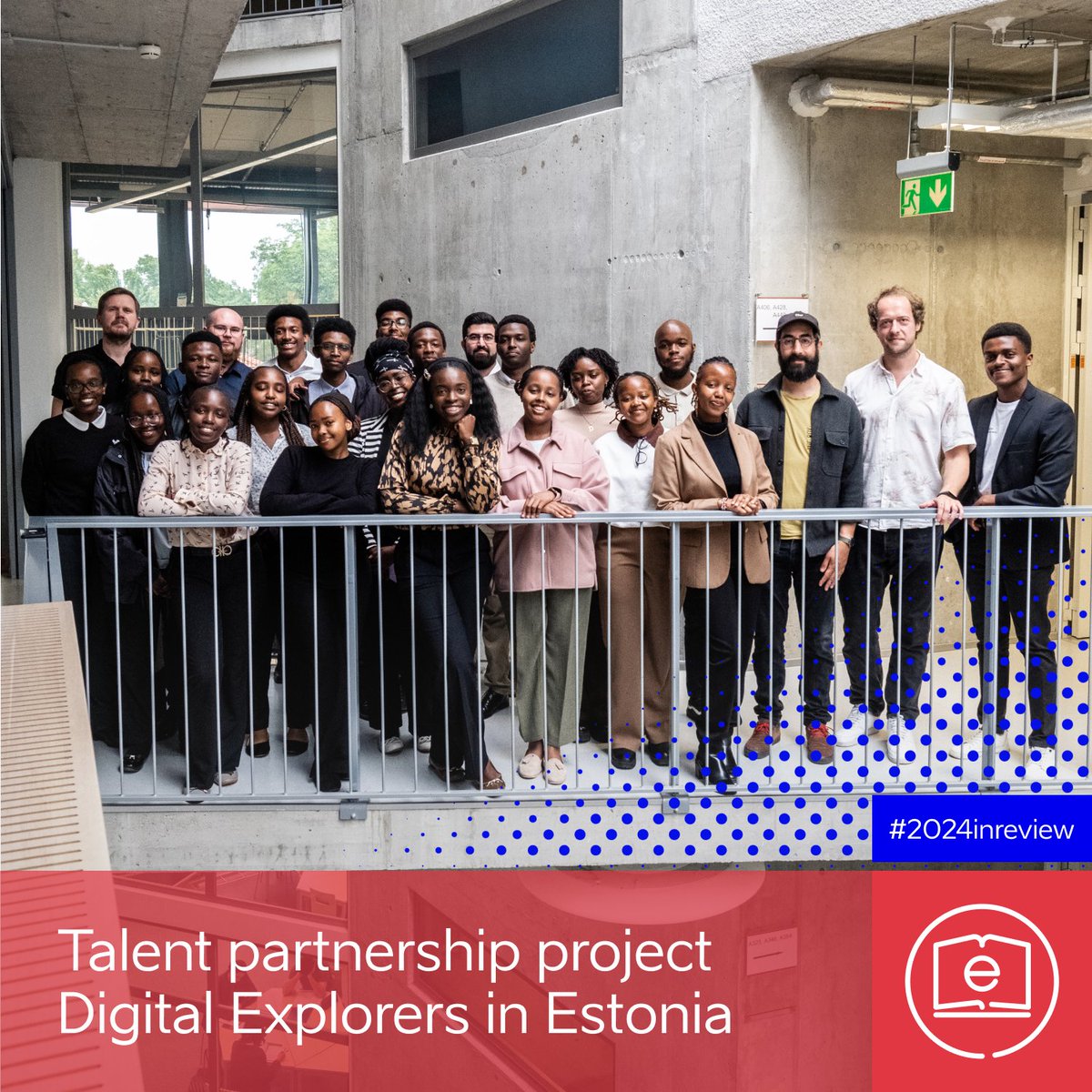 ESTDEVestonia's tweet photo. This spring, we welcomed 20 Digital Explorers from Kenya 🇰🇪 to Estonia 🇪🇪! After 4 months at @TallinnU, they engaged in studies &amp; internships with Estonian IT companies. Thanks to our partners &amp; project manager Berk Erdem! 
Read more: https://t.co/ggdEKu4agn
#2024inreview https://t.co/fiEzC76WDl