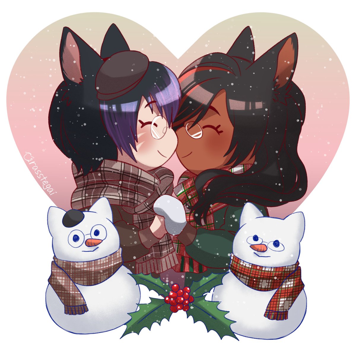Thank you <a href="/rasstegai/">st(rahd simр)acho</a> for this cute art of my lovely wife and I!

Merry Christmas, my dear <a href="/meow_gumi/">Si'meown Aragumi 🐾</a> 
#GochuumonFFXIV