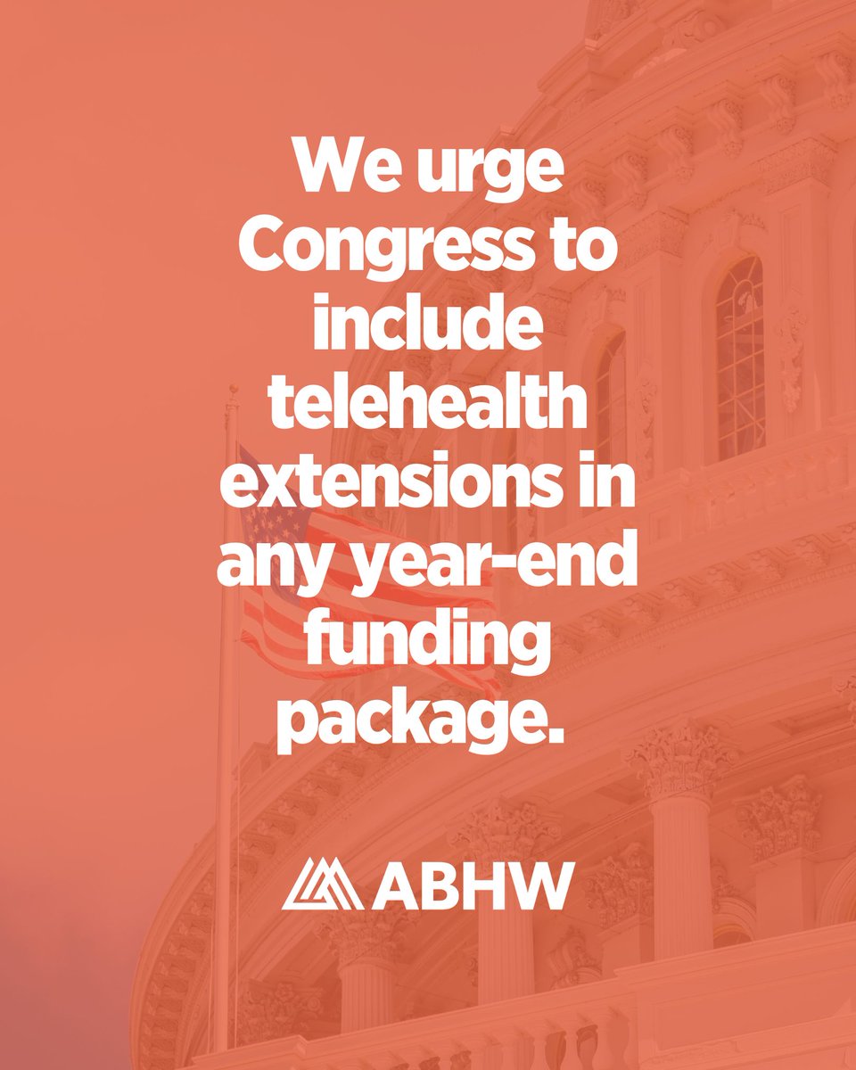 ABHWorg's tweet photo. Congress, donโt allow telehealth services to be cut off abruptly on Jan 1, 2025! We urge you to include telehealth extensions in any year-end funding package. Countless American lives are at stake.
#bipartisan #savetelehealth https://t.co/wj7Fxk6Kmn