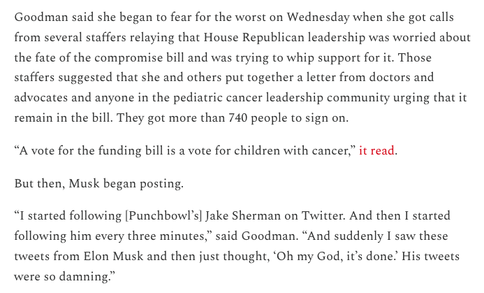 samstein's tweet photo. NEW: Pediatric cancer research advocates spent years building up to this week. They celebrated when their priorities were included in the CR. And then, Elon began tweeting https://t.co/PXZTKBzELd