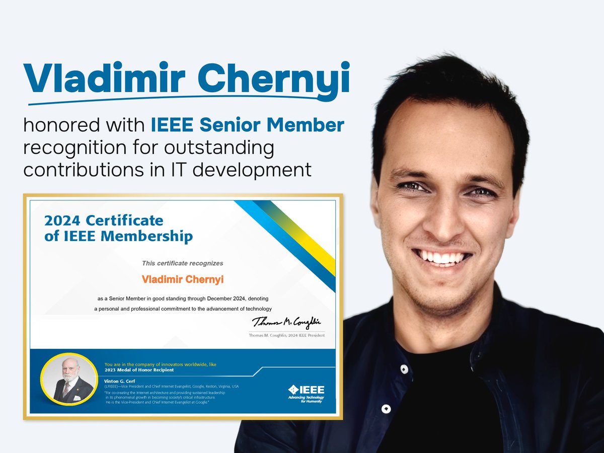 We’re thrilled to share that our founder, Vladimir Chernyi, has achieved Senior Member status in IEEE! 🎉
This recognition honors his dedication to technology and innovation. Congratulations, Vladimir! 🚀

#IEEE #SeniorMember #Innovation #TechLeadership #Appomart