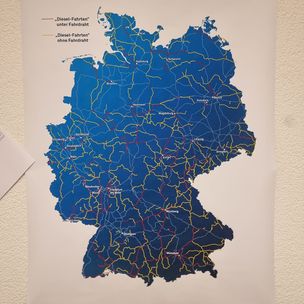 Perhaps we are not the only ones with issues - map on the office wall, interesting one is diesel trains - running under electrification.