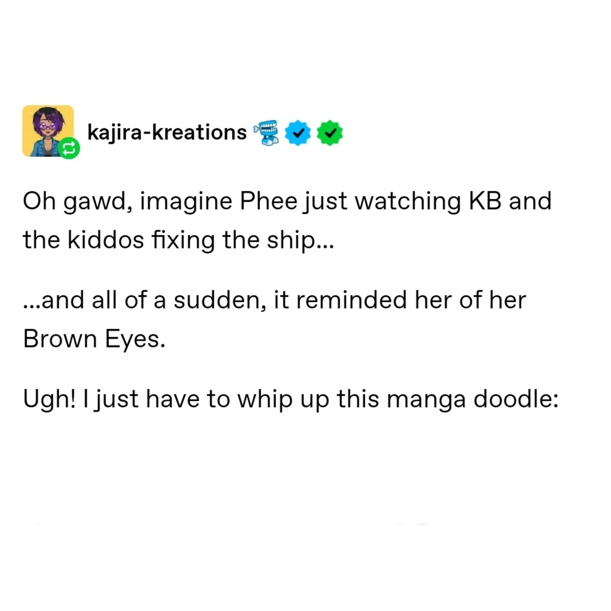 KAJiRAkreations's tweet photo. Manga doodle inspired by a Tumblr post.

Missed drawing Phee and Techy 

#StarWars #fanartfriday 
#SkeletonCrew #TechPhee https://t.co/HZSAklmyPZ