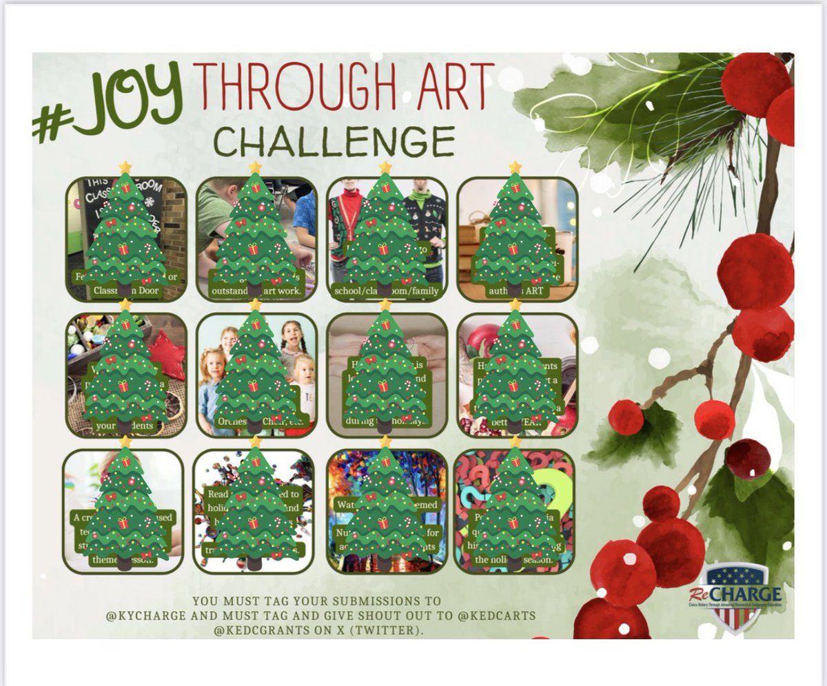 GDewayneS's tweet photo. BINGO! Weโve had a wonderful time completing the #JOYthroughART Challenge with @kycharge! Learning while celebrating the holidays! @KedcARTS @KEDCGrants #ARTinspiresJOY https://t.co/oq9WhJnkUK