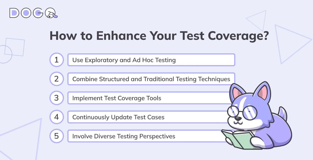 dogqio's tweet image. 💥 How to enhance your test coverage?
Discover more software testing best practices in the DogQ blog.
#testcoverage #testcases #qa #testing
