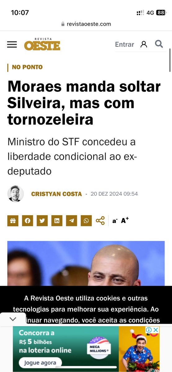 Eu disse ontem…QUASE LIVRE.
Agora, DANIEL ESTÁ LIVRE, com tornozeleira.
Grato pelas orações.

revistaoeste.com/no-ponto/danie…

Obrigado!