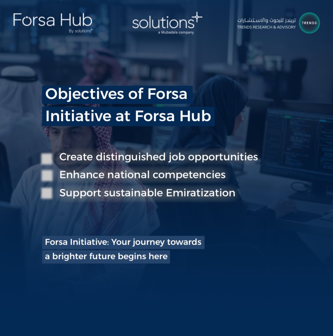 TrendsRA's tweet photo. TRENDS Research & Advisory and Solutions+ @solutionsplusae collaborates to launch the Forsa @forsahubae Initiative at Forsa Hub.
#TRENDS #Forsa #ForsaHub #Solutions+ #ForseeingtheFutureThroughKnowledge https://t.co/F6Imdfiw74