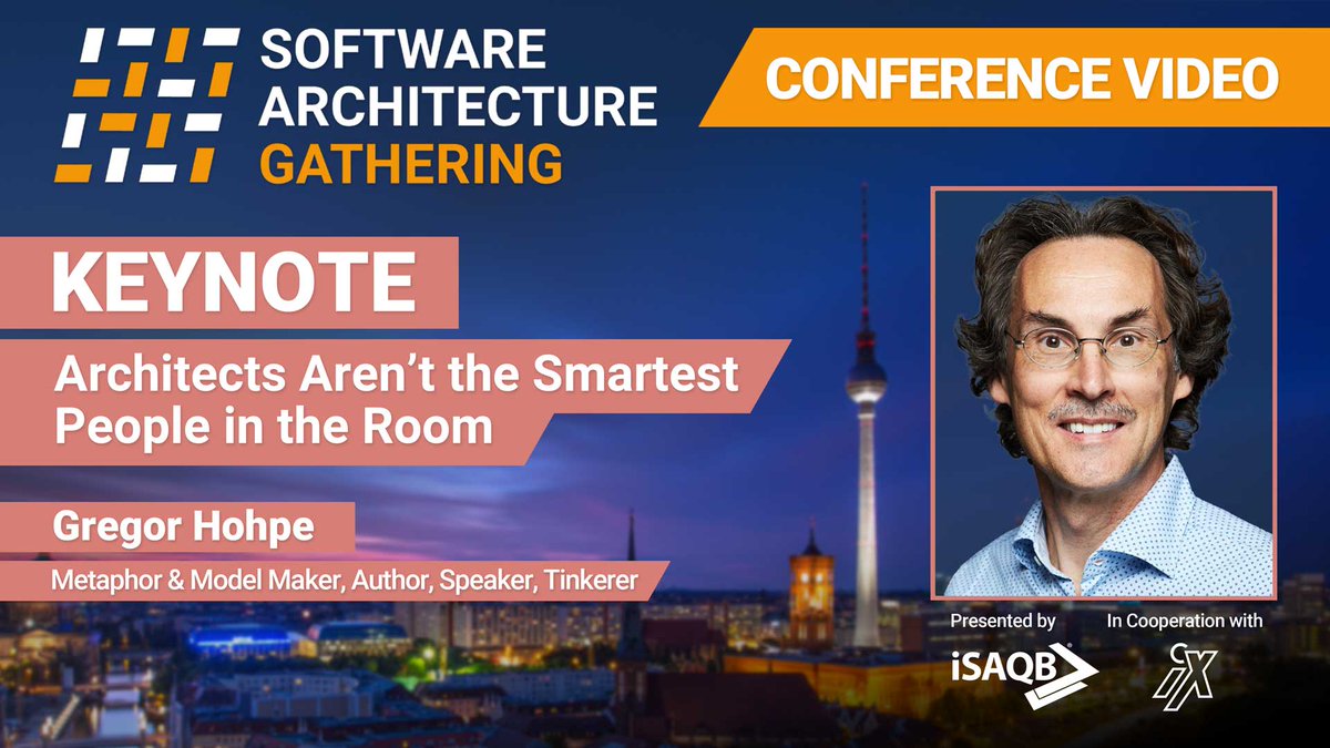 Yesterday we already shared the first #SAGconf keynote with you, which we published on the #iSAQB YouTube channel. Today the next one follows - our little Christmas present for you. 😊 

In his #keynote, Gregor Hohpe explains why “Architects Aren't the Smartest People in the