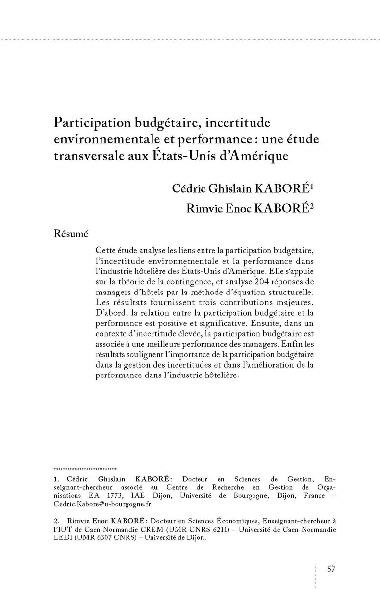 Participation budgétaire, incertitude environnementale et performance : une étude transversale aux États-Unis d’Amérique 👉 managementetavenir.fr/article/manage…

A lire dans la dernière revue Management &amp; Avenir