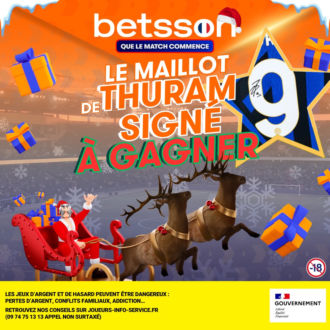 🎁 MARCUS THURAM VOUS OFFRE SON MAILLOT DE L'INTER MILAN SIGNÉ ⚫🔵

C'est Tikus qui régale aujourd'hui, rien que ça !! 🤩

Pour participer :
🔁 Partage le post
✅ Abonne-toi à <a href="/BetssonFR/">Betsson France 🔞</a> 

Tirage au sort le 24/12 🎄