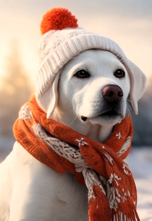 Cozy paws, chilly vibes! 🐾❄️ This Labrador is winter-ready in style! 🎩🧣 

#WinterAhead  #Christmas #Christmas2024 #labrador #dogday #WINTER
