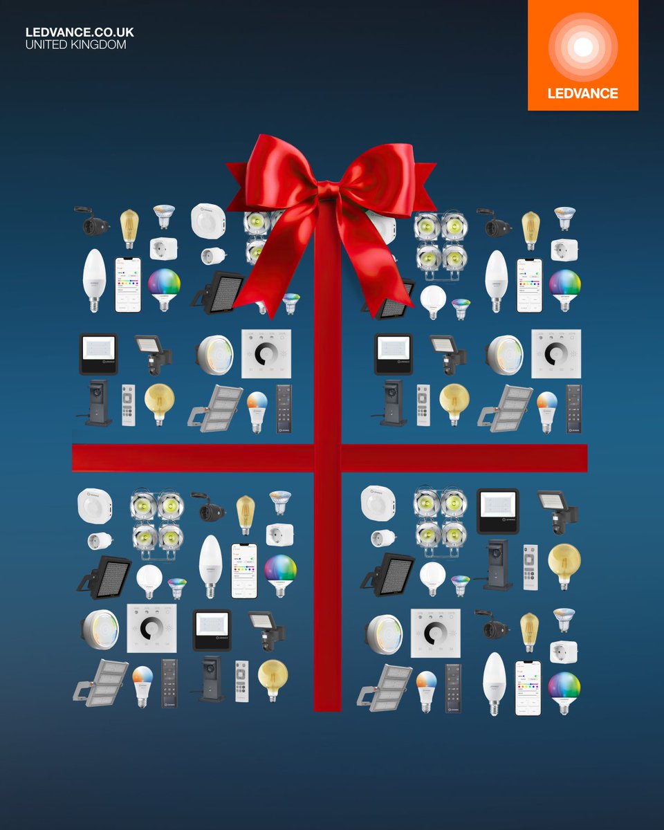 LEDVANCEUK's tweet photo. Unbox brilliance this Boxing Day! 🎁✨ Discover LEDVANCE’s innovative lighting—stylish designs and cutting-edge tech that keep on giving. Light up your space and lift your spirits! #BoxingDay #LEDVANCEUK #BrighterLiving https://t.co/L8FzkQFps8