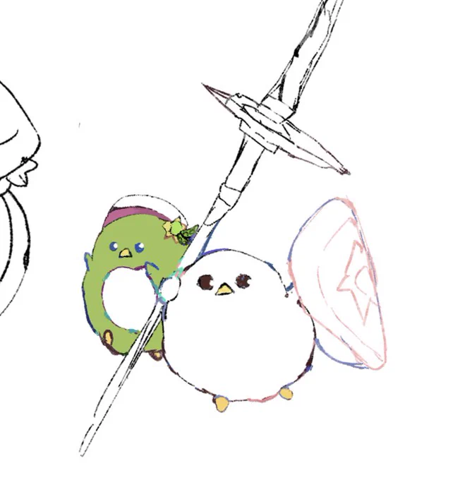 真っ白なペンギン大福ちゃん緑なペンギンえだまめぇちゃんでは、お休みなさい#イラスト 