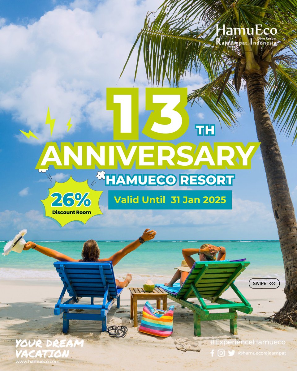 hamueco's tweet photo. Surprise! HamuEco Resort is giving a 26% discount to celebrate its anniversary.

Don't forget to screnshoot this promo.

Book now! ⏰

It's your time to visit last paradise on earth
https://t.co/PkDy09Oygc

For reservation,
WA : 0813 9250 0242
Email : info.hamueco@gmail.com https://t.co/dHsHbGaO4X