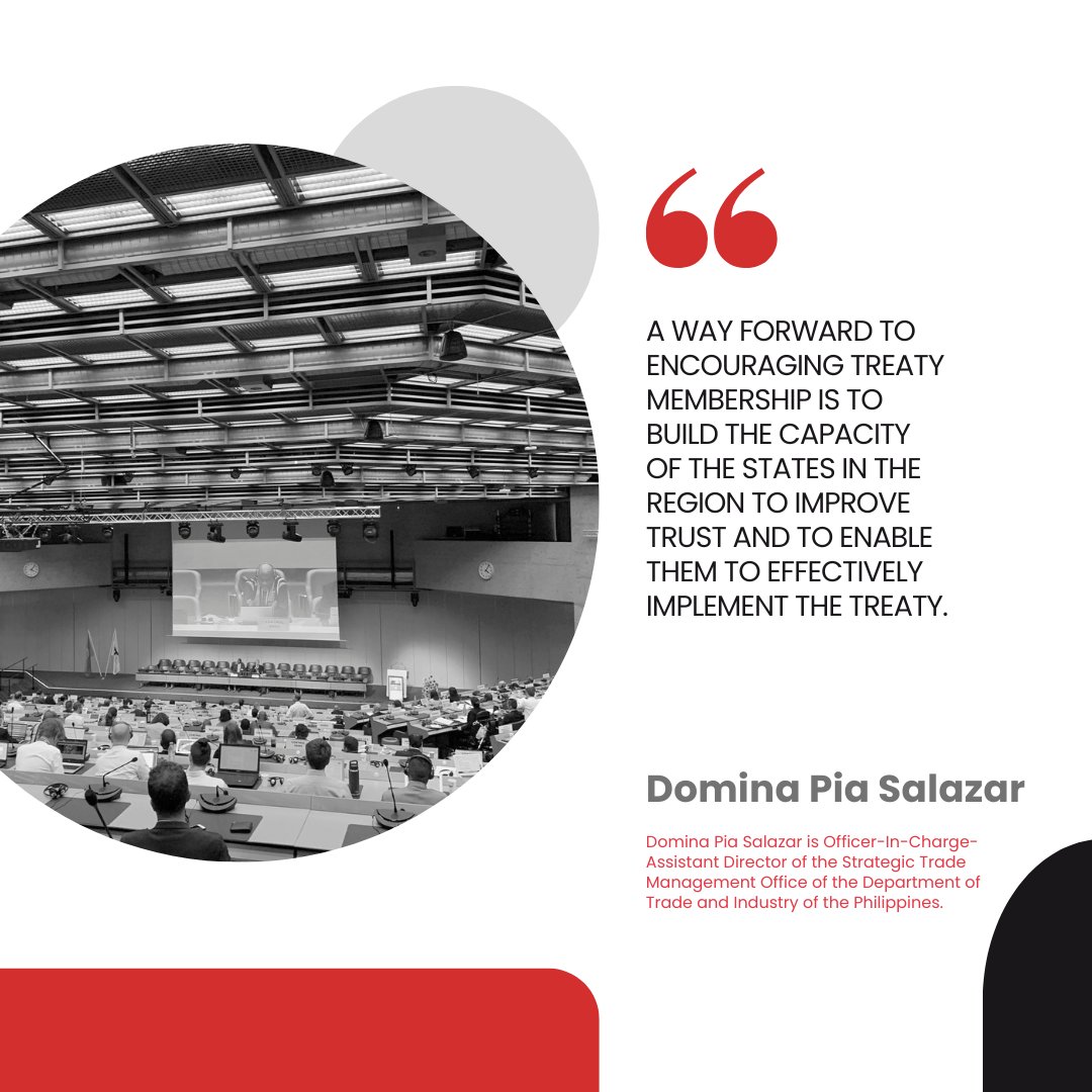 ArmsTreaty's tweet photo. Domina Pia Salazar (Philippines):
π¨οΈ "A way forward to encouraging Treaty membership is to build the capacity of the States in the region to improve trust and to enable them to effectively implement the Treaty."
Read more: https://t.co/gsJsh6sd5z
#ATT10 #MonitorWithTheMonitor https://t.co/XZMMKR62tK
