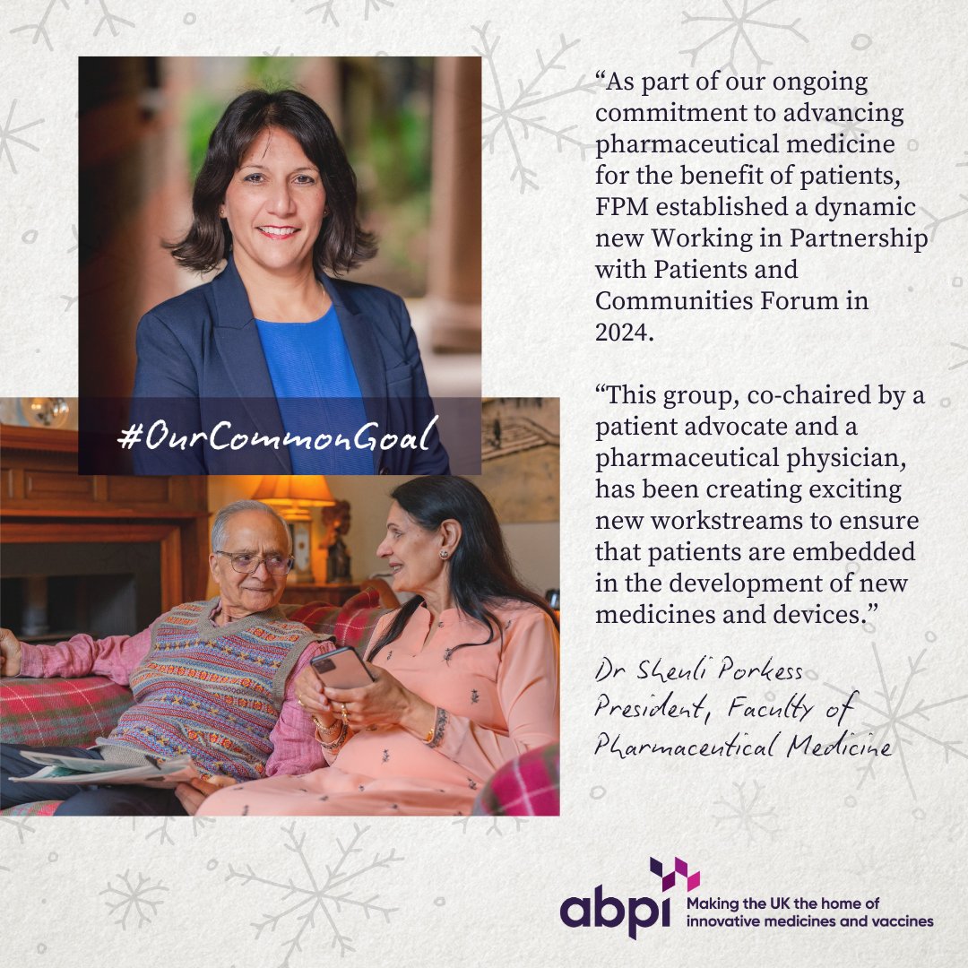 ABPI (@abpi_uk) on Twitter photo Dr Sheuli Porkess is President of <a href="/FacultyPharmMed/">Faculty of Pharmaceutical Medicine</a> the professional body for pharmaceutical medicine.
Her development of the year is about working with patients. 🧑🤝🧑🎄
Find out more about the Faculty's work here: fpm.org.uk
#OurCommonGoal Dr Sheuli Porkess is President of <a href="/FacultyPharmMed/">Faculty of Pharmaceutical Medicine</a> the professional body for pharmaceutical medicine.
Her development of the year is about working with patients. 🧑🤝🧑🎄
Find out more about the Faculty's work here: fpm.org.uk
#OurCommonGoal