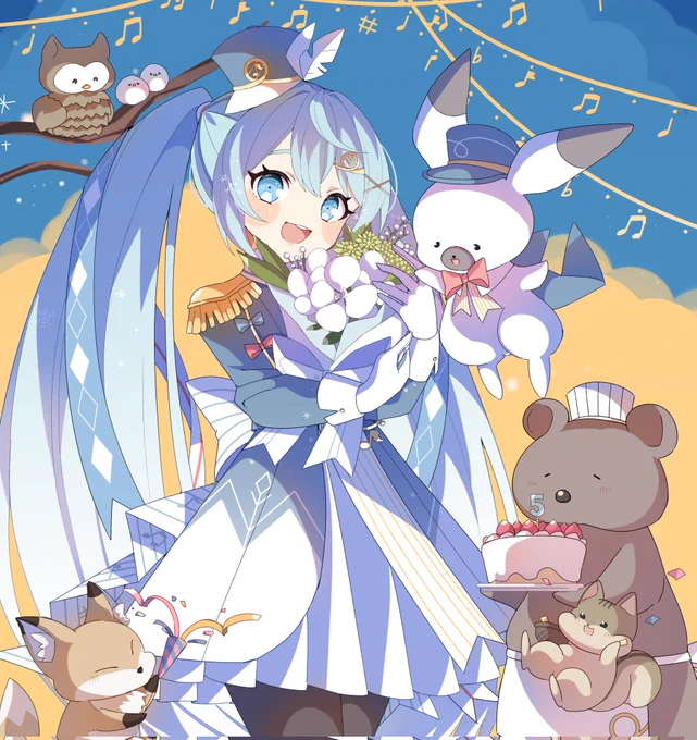 【おしらせ】 雪ミク2020(ホルンちゃん)5周年を記念した、ファンメイド法被のイラストを制作させていただきました!(襟などのデザインも担当しています) とても素敵な企画にイラストという形で参加できて幸せです! 購入期間が限られていますので、詳細は元ツイをご覧ください〜〜!