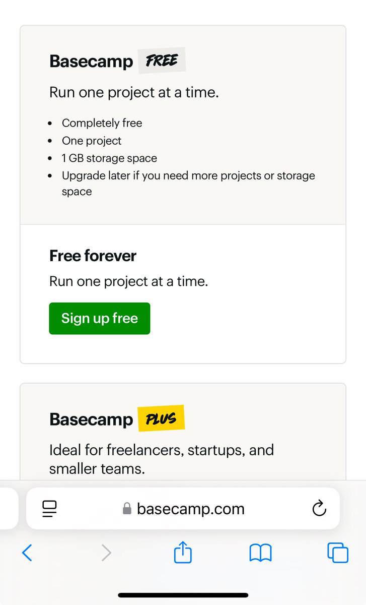 deneuxal's tweet photo. ⁦@basecamp⁩ hey! Your signup button does not work on iPhone/safari (only if opened in a new tab :/) https://t.co/nV238AMFwm
