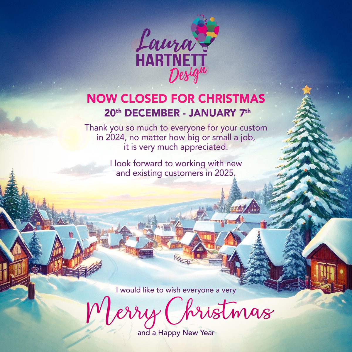 DesignHartnett's tweet photo. Thank you so much to everyone for your custom in 2024. Wishing everyone a very Happy Christmas. 🎄 https://t.co/GlAMUIzb74
