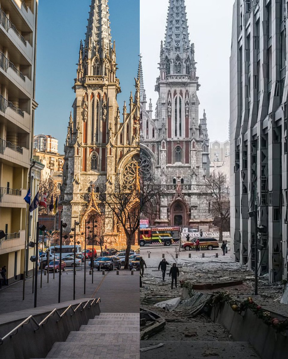 This is what russia does to historical landmarks in Ukraine.