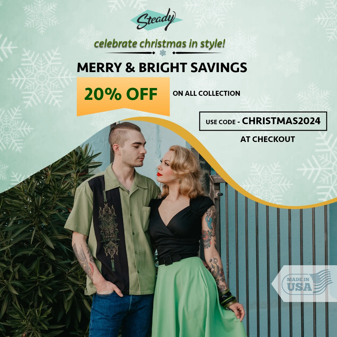 🎄Hurry! Christmas Sale – 20% OFF Storewide! 🎁Time is running out to grab festive essentials and gifts. Make your holidays brighter with BIG savings⏳ 
steadyclothing.com
#ChristmasSale #RetroStyle #HolidayDeals #VintageFashion #SteadyClothing #ShopNow #HolidaySavings