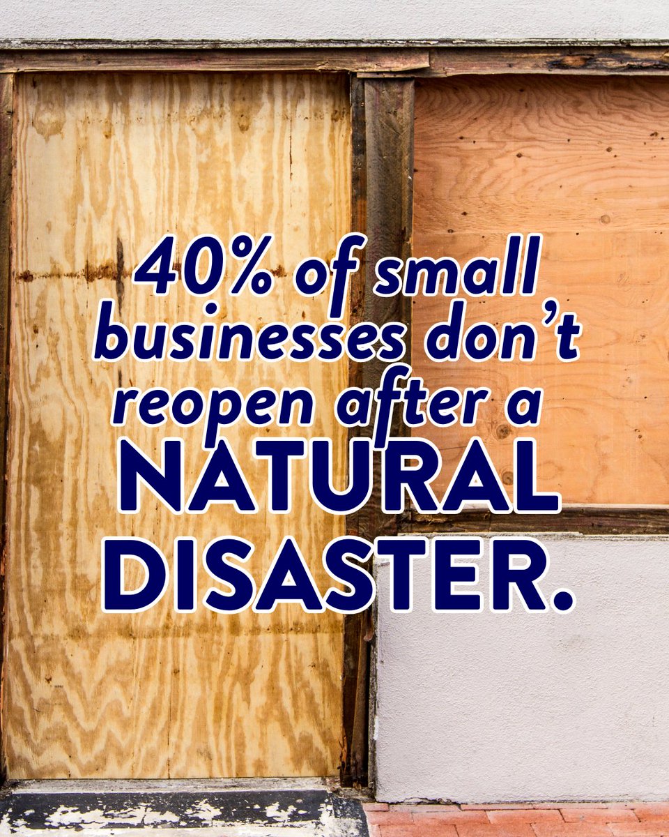 🚨 Nearly 40% of small businesses never reopen after a natural disaster. That’s not just a statistic—it’s a community’s heartbeat at risk. When local businesses close, families, jobs, and hope are all impacted. Let’s come together. #RebuildingHope #SupportLocalEconomies