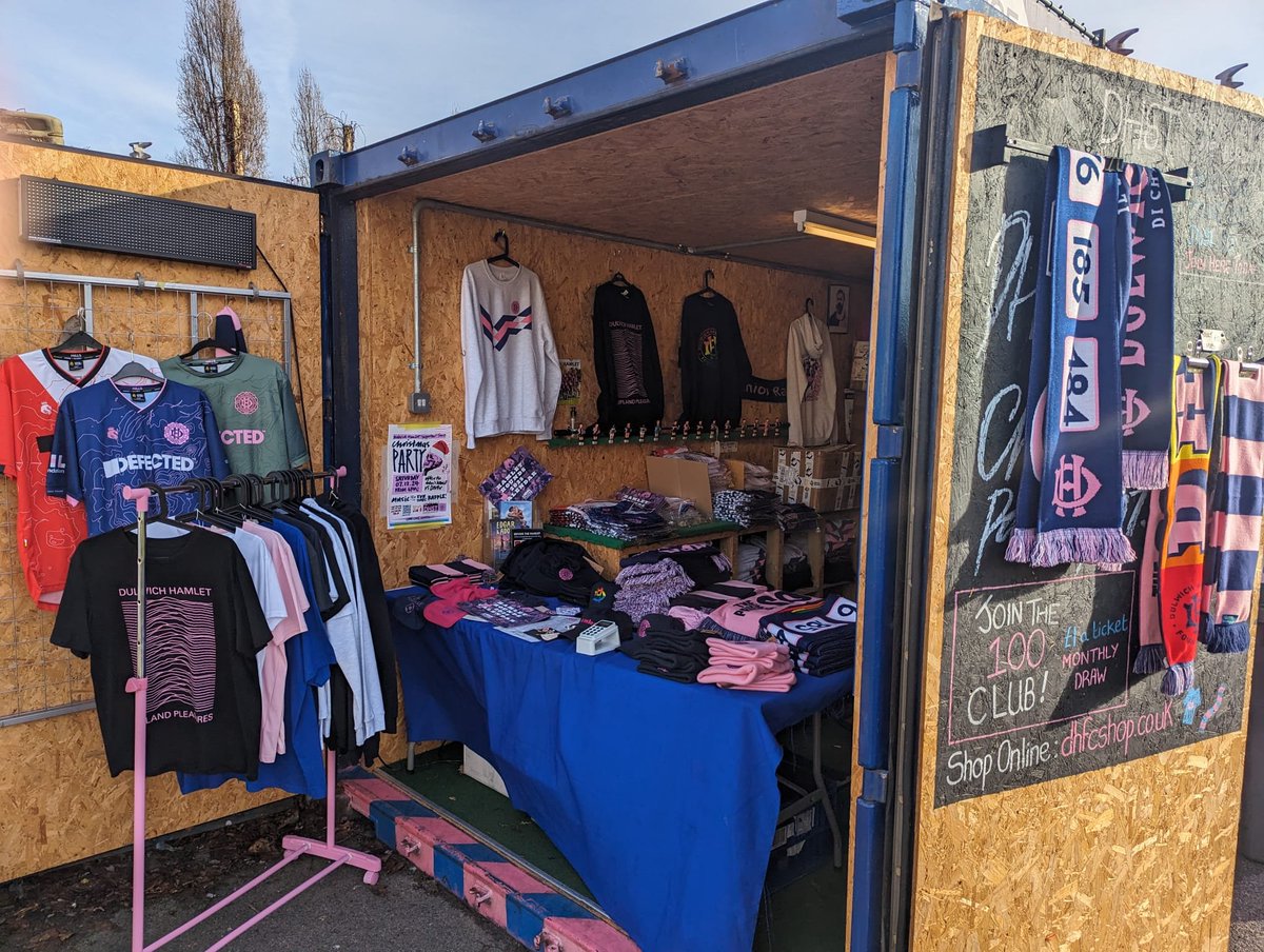 Don't forget, our Champion Hill merch shop is open from 12-3 today for all your festive shopping needs #dhfc