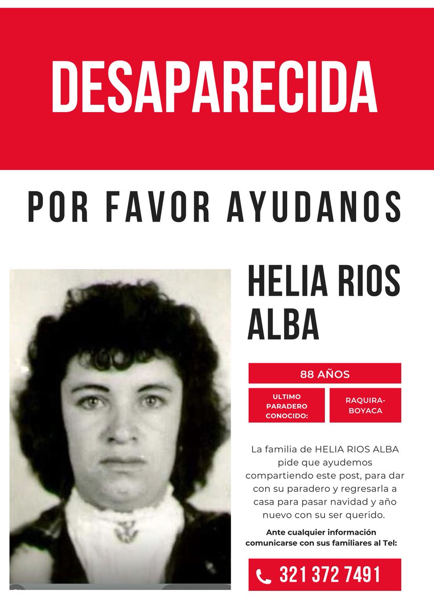 ProsinteS's tweet photo. #Ayudemos #PersonaDesaparecida
Queremos una Navidad donde los deseos de las personas mayores también se hagan realidad. Ayudemos compartiendo este post, para dar con su paradero y regresarla a casa en estas festividades de navidad y año nuevo con sus seres queridos. https://t.co/10QBKPiZm7