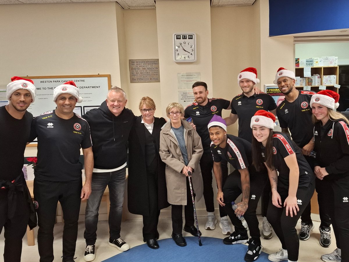 Weston Park Cancer Charity (@wpcancercharity) on Twitter photo A massive thank you once again to our friends at <a href="/SheffieldUnited/">Sheffield United</a> for coming along to visit patients at Weston Park Cancer Centre earlier this week. ⚽🎄
Their visit brought joy to so many patients and their loved ones đź’ś
Check out some of the photos from their visit below ⬇ A massive thank you once again to our friends at <a href="/SheffieldUnited/">Sheffield United</a> for coming along to visit patients at Weston Park Cancer Centre earlier this week. ⚽🎄
Their visit brought joy to so many patients and their loved ones đź’ś
Check out some of the photos from their visit below ⬇