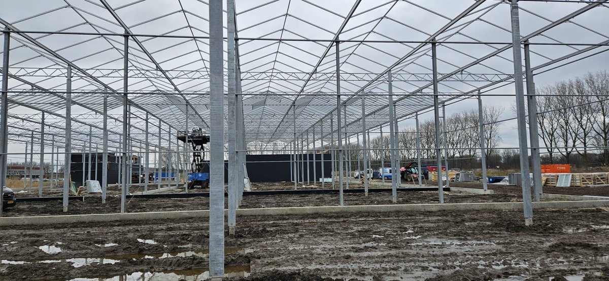 Deze week hebben we bij de nieuwe stadskwekerij van Gemeente Rotterdam de constructie rondom en op de bouwkundige delen gebouwd en hebben we het dek van de kasafdelingen beglaasd. Op de rest van het dek komen in het nieuwe jaar semi transparante zonnepanelen te liggen.