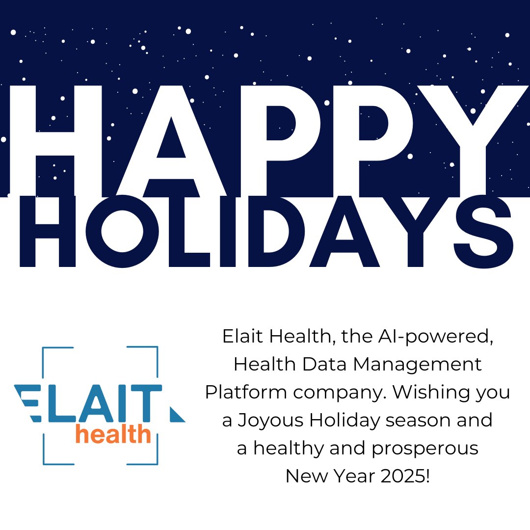 ElaitHealth's tweet photo. This holiday season, @ElaitHealth thanks healthcare professionals &amp; innovators transforming the world. Let's revolutionize healthcare with AI &amp; better outcomes together.

Wishing you joy, health, &amp; innovation in the New Year!

#HappyHolidays #AiinHealthcare #DataManagement https://t.co/qeqnwZ515A