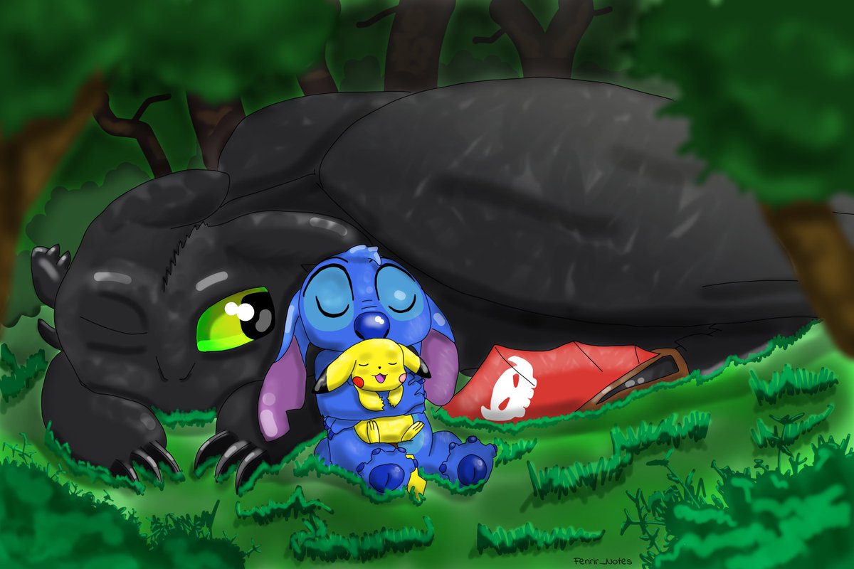 Fenrir_Notes's tweet photo. Toothless, Stitch and Pikachu #Stitch #HTTYD #Toothless #Pokemon #Pikachu https://t.co/Ah9sDKWuL3
