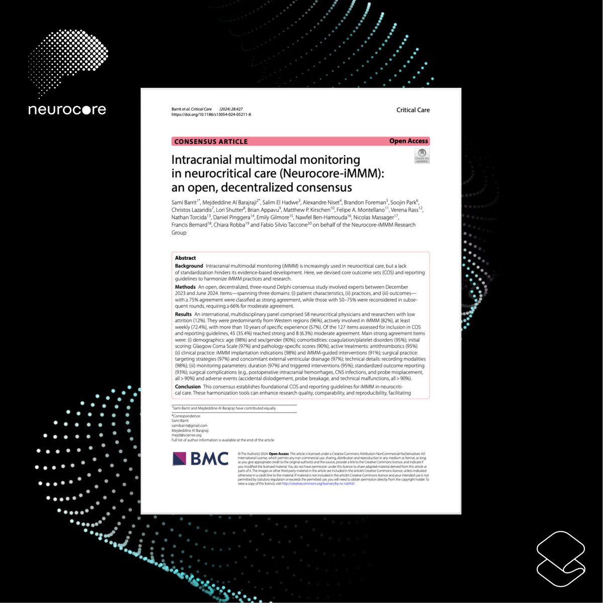 Proud to share this landmark consensus on intracranial multimodal monitoring (iMMM) 🧠.

🌍 This open, decentralized effort delivers tools to harmonize research, improve data quality, and foster global collaboration—paving the way for precision, patient-centered care.