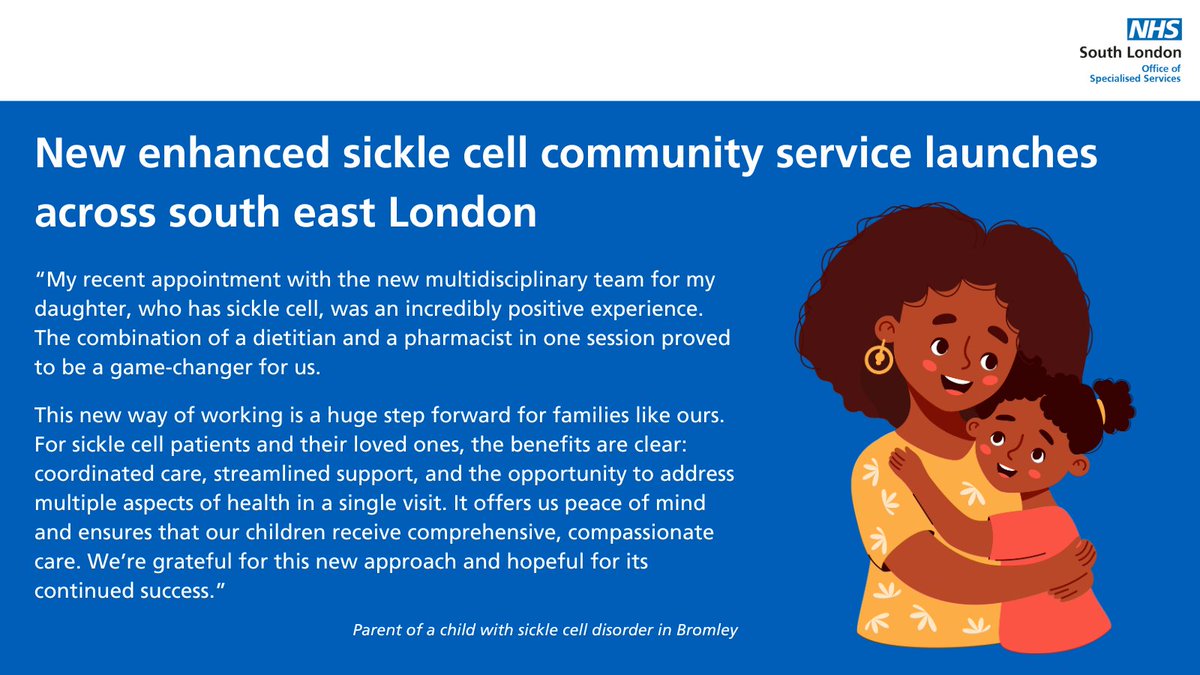 We’re excited to launch the new enhanced sickle cell community service, providing holistic, community-based care for people of all ages in south east London.

Learn more: selondonics.org/new-enhanced-s…