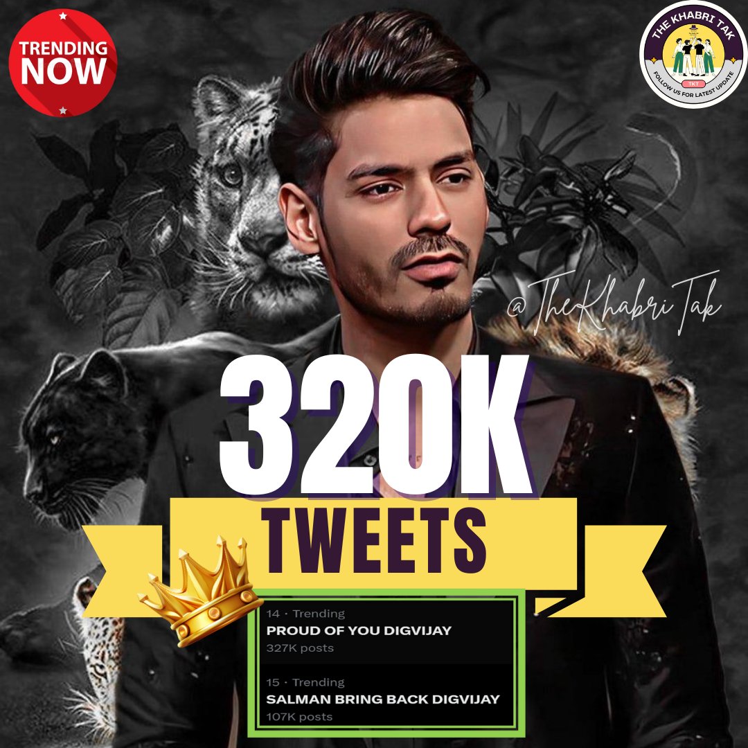 TheKhabriTak's tweet photo. Huge : Two taglines PROUD OF YOU DIGVIJAY &amp; SALMAN BRING BACK DIGVIJAY trending for #DigvijayRathee with over 400K Cumulative counts 🔥🔥

Comment - Your Opinion
#BB18 #BiggBoss #BiggBoss18 

Follow - @TheKhabriTak for more https://t.co/ndx8qem0fh