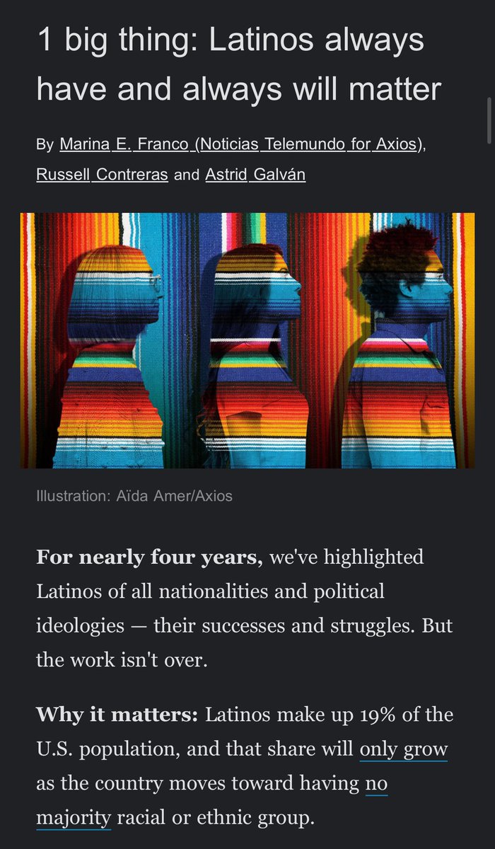 maelosmith's tweet photo. @axios Axios Latino shutting down is incredibly disappointing and shortsighted. 

Their last newsletter includes the following headline: “Latinos always have and always will matter”.

Make it make sense. https://t.co/0RCzdIMajc