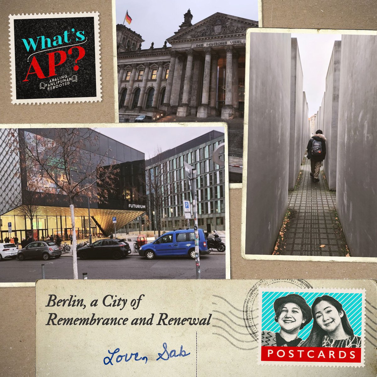 In Berlin, the Holocaust is remembered in stark, public spaces. In the PH, memories of Martial Law are fading into silence.

We say #NeverForget—but are we taking that promise to heart and to action? 🎧
Listen to Sab’s What’s AP? Postcard from Berlin: bit.ly/HistoryRebooted