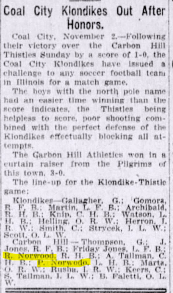 moedog97's tweet photo. The largest city near Carbon Hill is Joliet, which has had an active Black community since the 1850’s. Black baseball was important, but teams were segregated.
In the early 1900's Carbon Hill, as the Norwood brothers show, had integrated soccer teams, open to all men in town. 2/2 https://t.co/elBadZHrbX