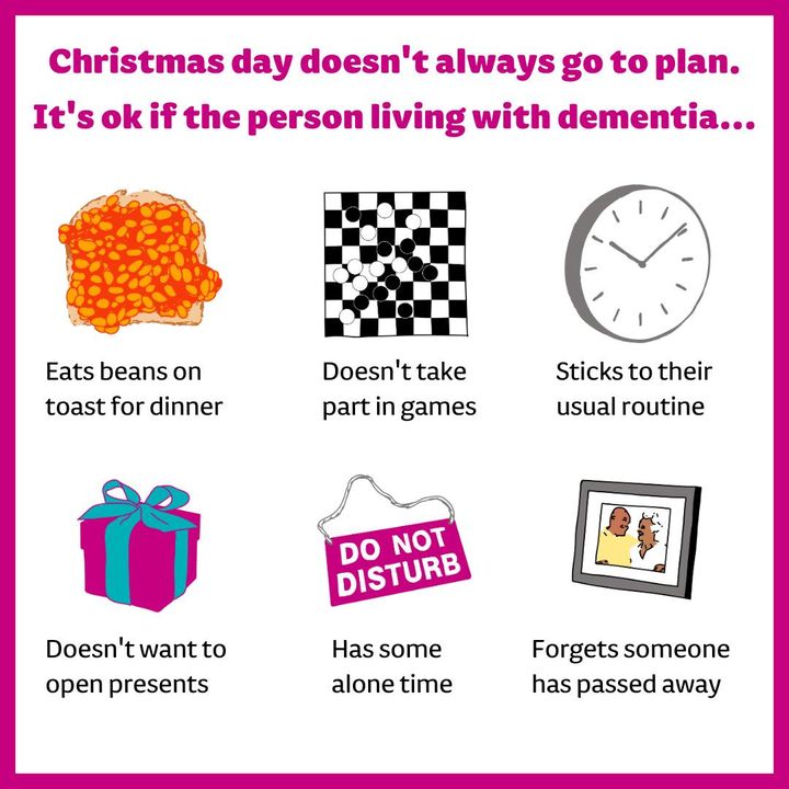 DementiaUK's tweet photo. We want to wish you all a happy and relaxing festive season and remind you that there is no such thing as the ‘perfect’ #Christmas.
 
Pop a heart '💙' in the comments if you agree. 👇
 
If you need any support, our #Helpline is open every day except 25th December. Call 0800 888 6678 or email helpline@dementiauk.org to speak to a specialist dementia nurse.