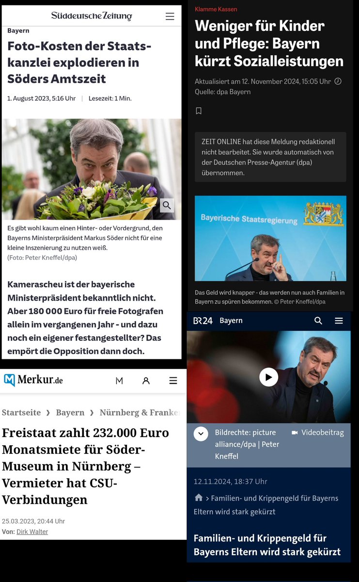 Söder zahlt einem CSU-Kumpel für's Zukunftsmuseum Nürnberg 232.000 € Miete im Monat und gibt für Fotgrafen 180.000 € aus, während er beim Kindergeld, beim Elterngeld und beim Pflegegeld massive Kürzungen vornimmt.
Das ist weder sozial noch christlich.
#NieMehrCSU
#NieMehrCDUCSU