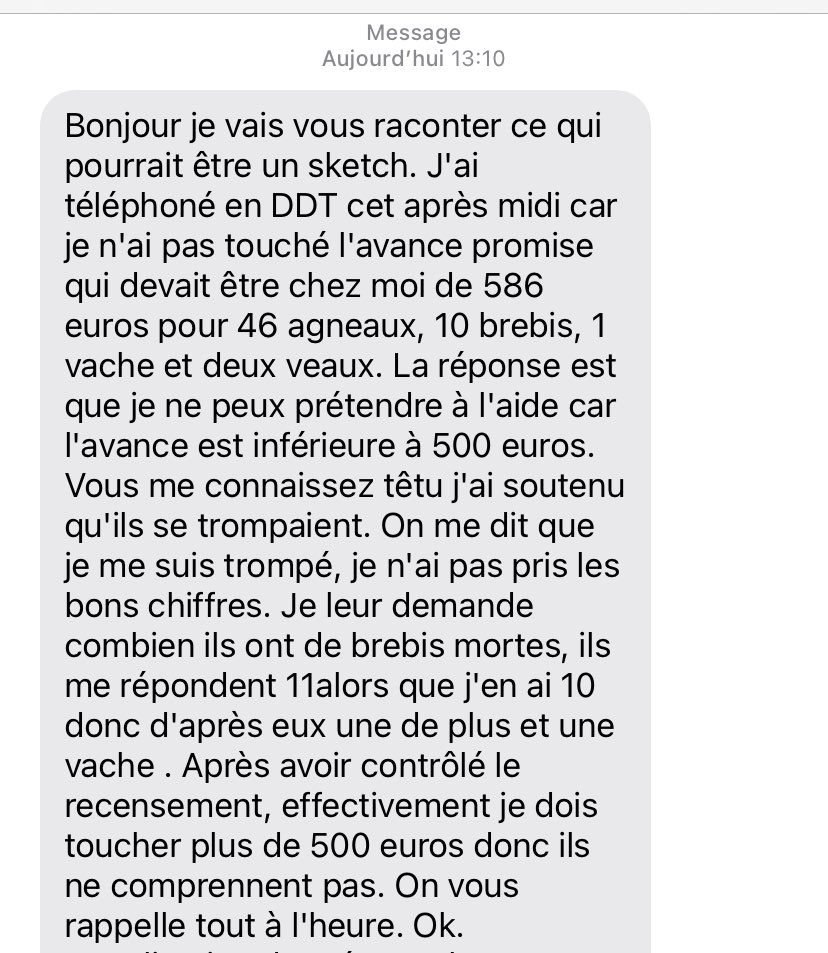 LevyGuillaume's tweet image. Ce que vivent nos éleveurs confrontés à la Fièvre catarrhale ovine, et à l’usine à gaz des dédommagements de l’Etat, est désolant… Voici par exemple le message envoyé par un éleveur des #Ardennes 🤯 #boncourage #FCO