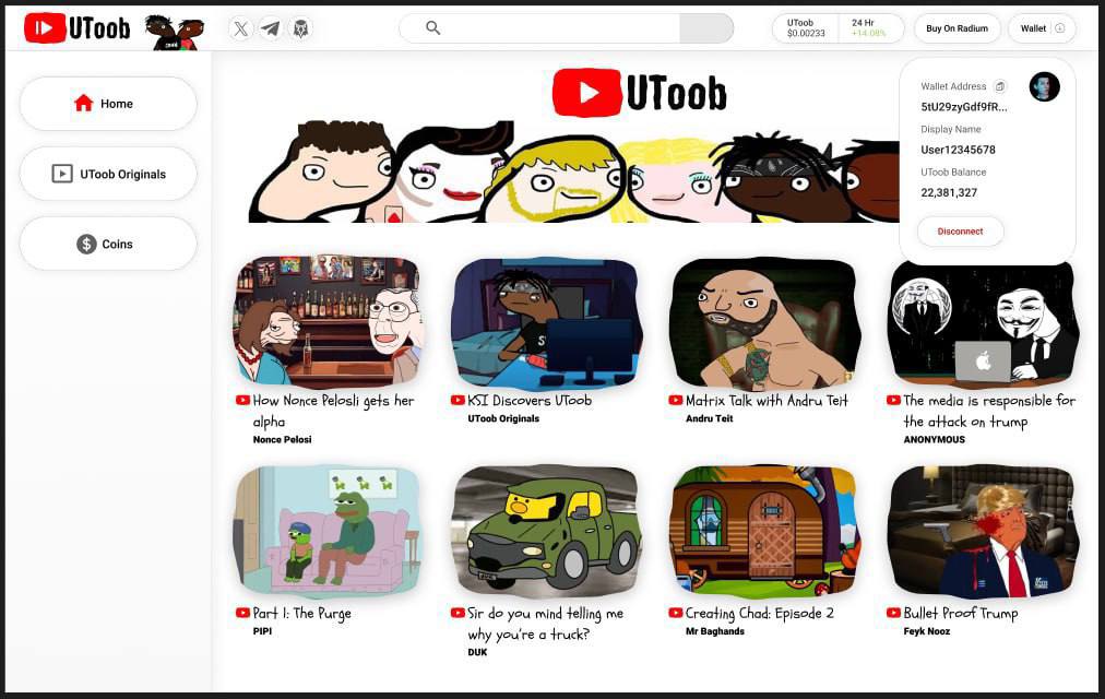 m3482849's tweet photo. @free_electron0 🔥 UTOOB: The platform taking over the internet! 🎥💥
From bold originals to the latest in blockchain innovation, it's all happening here.
💎 Don't miss your chance to join the revolution!

👉 Visit https://t.co/EqYg1P3hwu now!
#Crypto #UTOOB #InvestSmart https://t.co/22uHWLLmhn